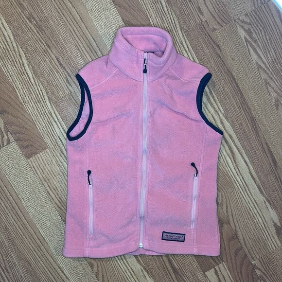 Vineyard Vines Vest Womens Extra Small Pink Outdoors Zip Coat Fleece Ladies - Picture 1 of 6